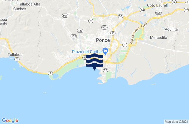 Mapa da tábua de marés em Quinto Barrio, Puerto Rico