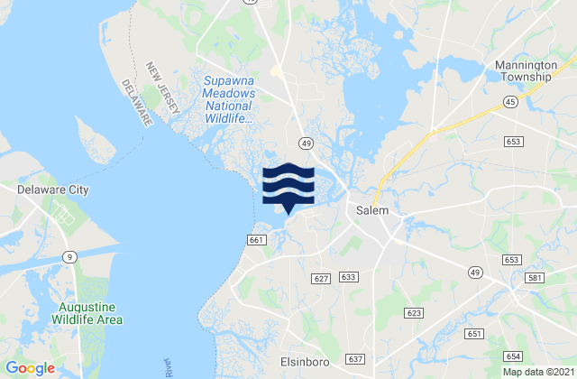 Mapa da tábua de marés em Quinton, United States
