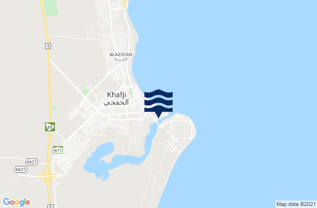 Mapa da tábua de marés em Ra's al Khafji, Saudi Arabia