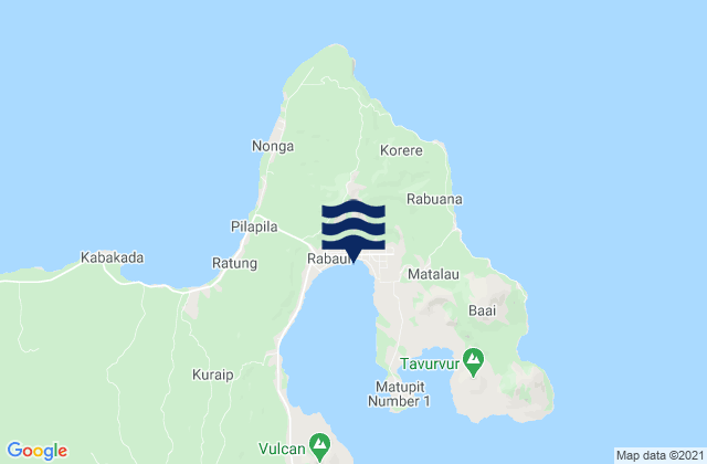 Mapa da tábua de marés em Rabaul, Papua New Guinea