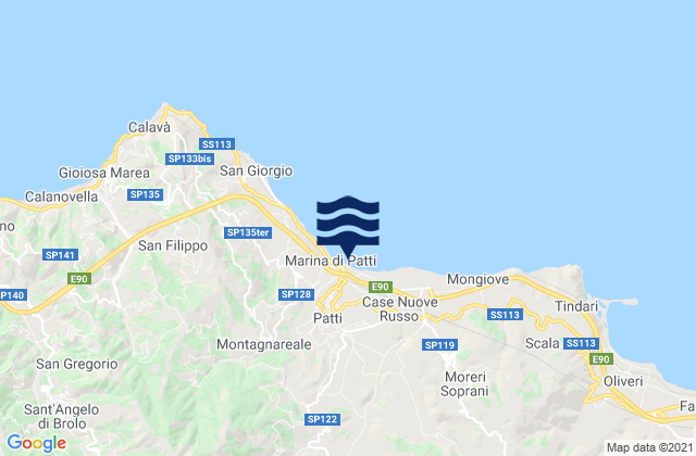 Mapa da tábua de marés em Raccuja, Italy
