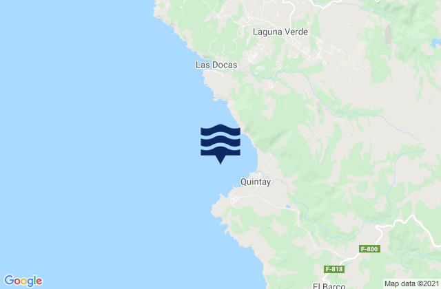 Mapa da tábua de marés em Rada Quintay, Chile
