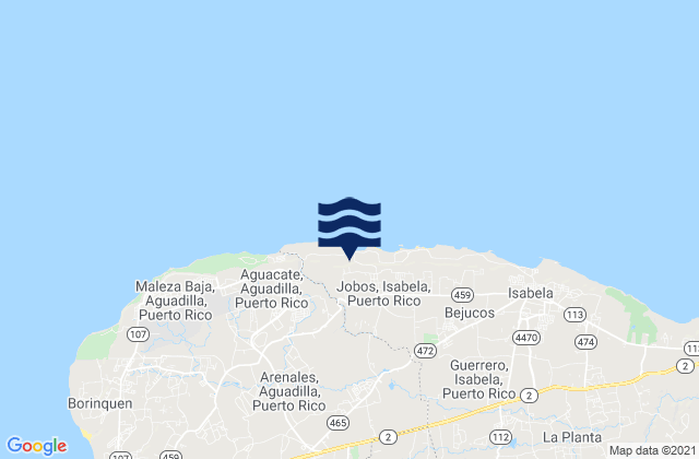 Mapa da tábua de marés em Rafael Hernandez, Puerto Rico