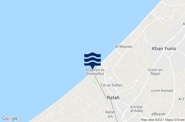 Mapa da tábua de marés em Rafah, Palestinian Territory