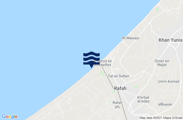 Mapa da tábua de marés em Rafaḩ, Egypt