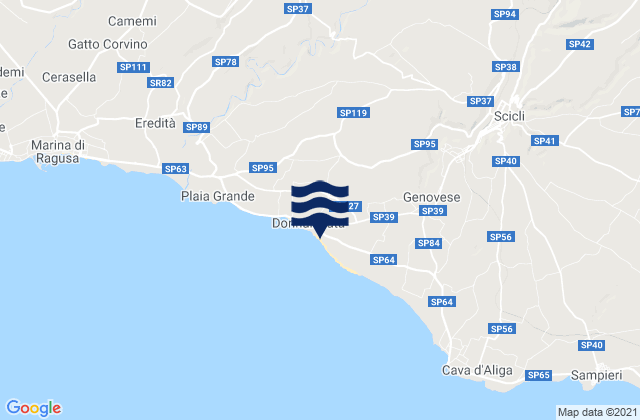Mapa da tábua de marés em Ragusa, Italy