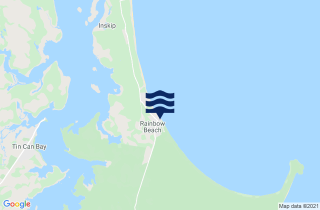 Mapa da tábua de marés em Rainbow Beach, Australia
