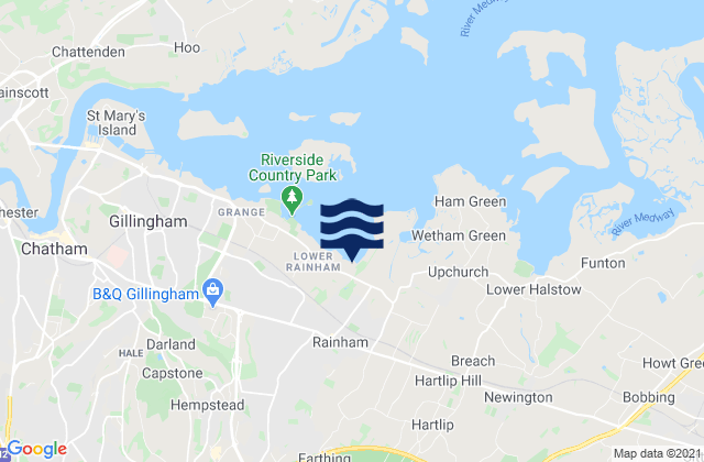 Mapa da tábua de marés em Rainham, United Kingdom