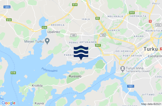 Mapa da tábua de marés em Raisio, Finland