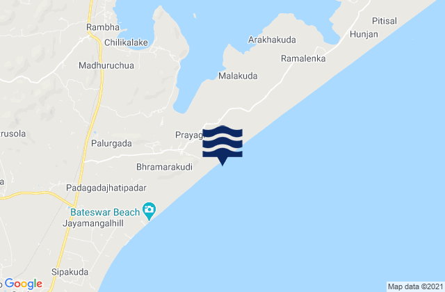 Mapa da tábua de marés em Rambha, India