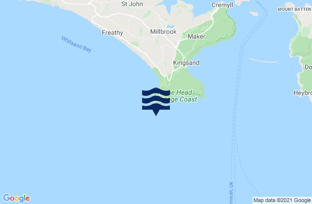 Mapa da tábua de marés em Rame Head, United Kingdom