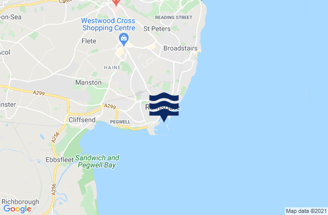 Mapa da tábua de marés em Ramsgate, United Kingdom