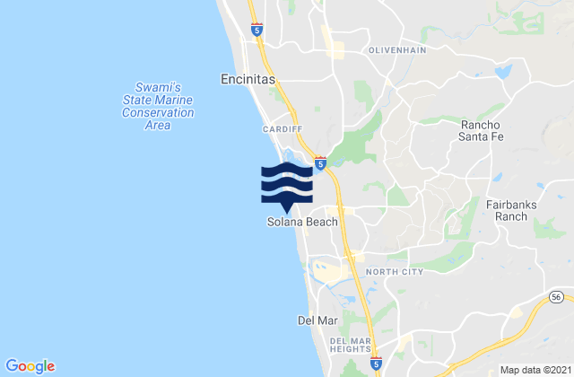 Mapa da tábua de marés em Rancho Santa Fe, United States