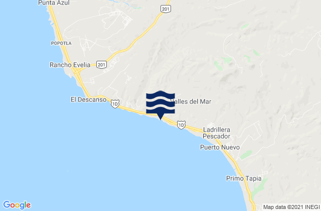 Mapa da tábua de marés em Rancho Santini, Mexico