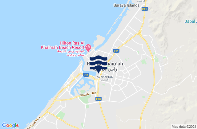 Mapa da tábua de marés em Ras Al Khaimah, Iran