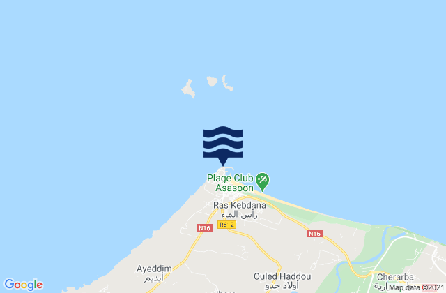 Mapa da tábua de marés em Ras El Ma, Morocco