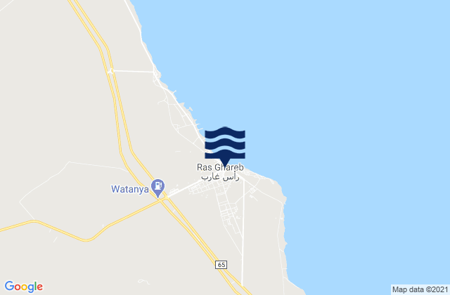 Mapa da tábua de marés em Ras Gharib, Egypt