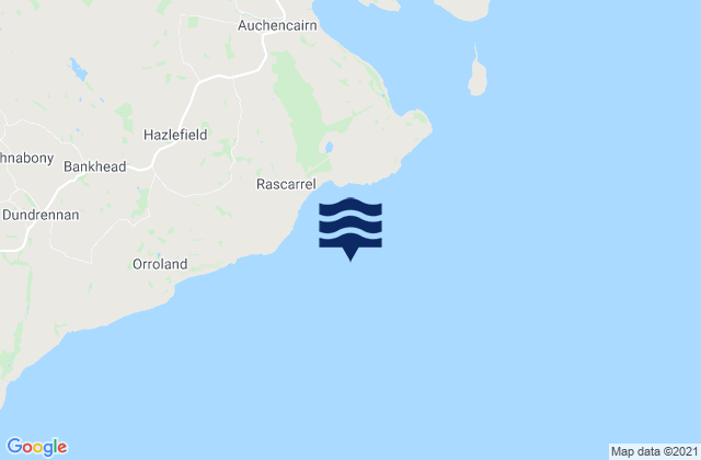 Mapa da tábua de marés em Rascarrel Bay, United Kingdom