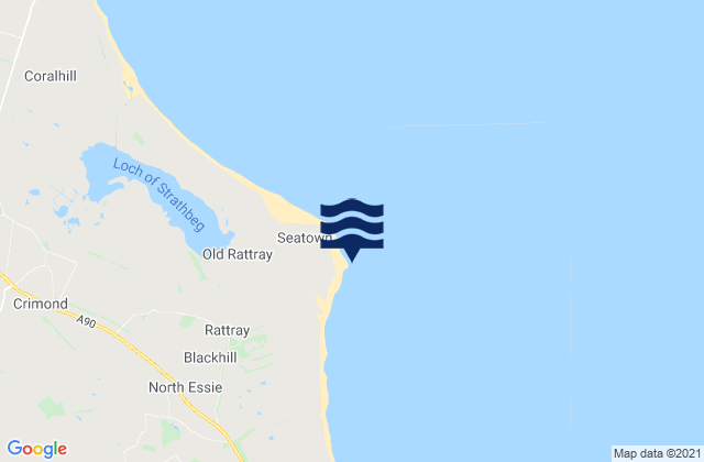 Mapa da tábua de marés em Rattray Head, United Kingdom