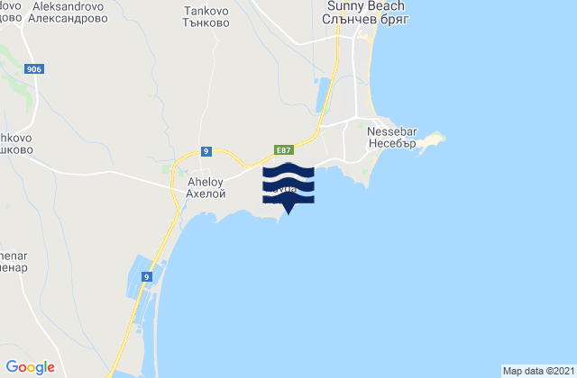 Mapa da tábua de marés em Ravda, Bulgaria