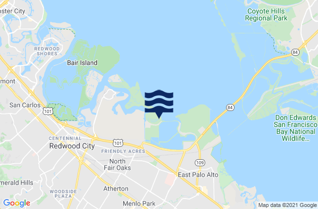Mapa da tábua de marés em Ravenswood Slough, United States