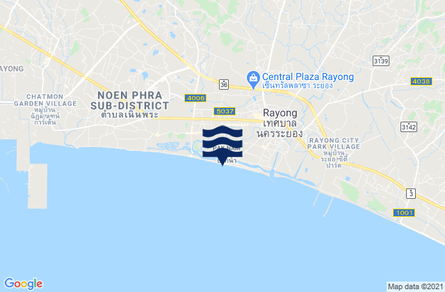 Mapa da tábua de marés em Rayong, Thailand