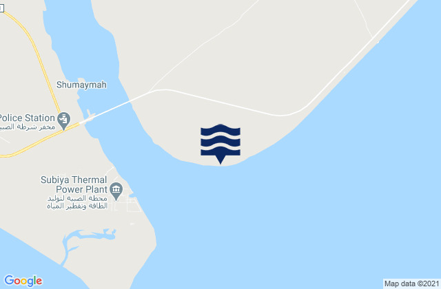 Mapa da tábua de marés em Ra’s al Barshah, Kuwait