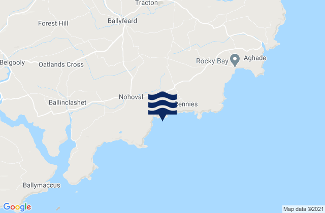 Mapa da tábua de marés em Reanies Bay, Ireland
