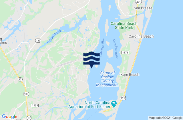 Mapa da tábua de marés em Reaves Point, United States
