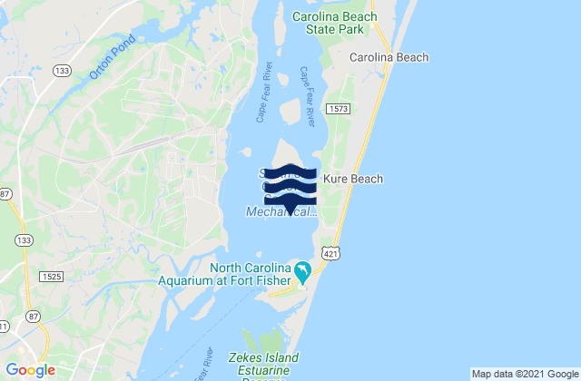 Mapa da tábua de marés em Reaves Point Channel, United States