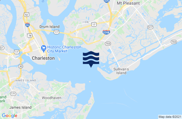 Mapa da tábua de marés em Rebellion Reach 0.8 n.mi. N. of Ft. Sumter, United States