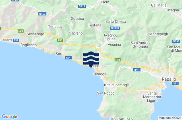 Mapa da tábua de marés em Recco, Italy