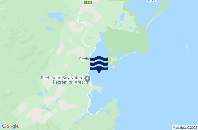 Mapa da tábua de marés em Recherche Bay, Australia