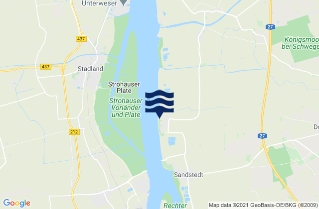 Mapa da tábua de marés em Rechtenfleth, Germany