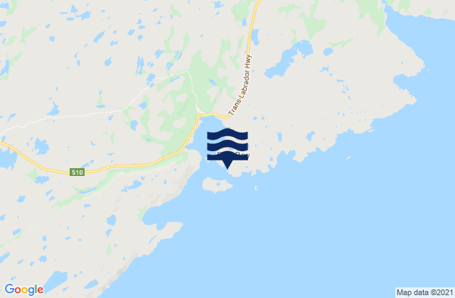 Mapa da tábua de marés em Red Bay, Canada