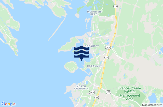 Mapa da tábua de marés em Red Brook Harbor, United States