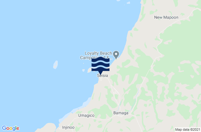 Mapa da tábua de marés em Red Island Point, Australia
