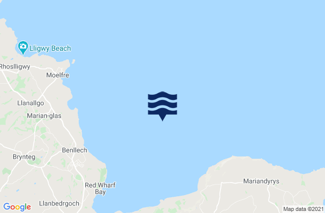 Mapa da tábua de marés em Red Wharf Bay, United Kingdom