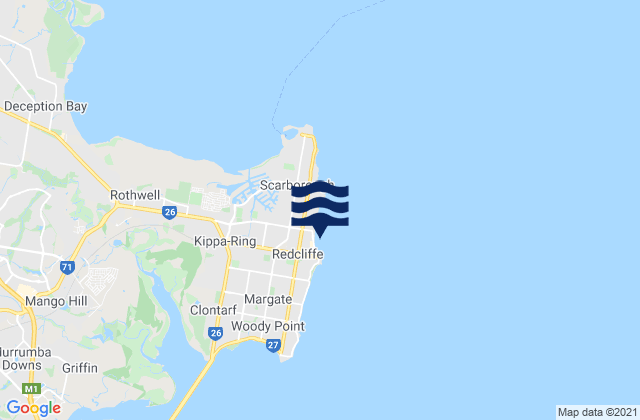 Mapa da tábua de marés em Redcliffe, Australia