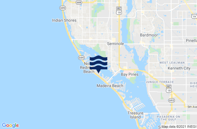 Mapa da tábua de marés em Redington Beach, United States