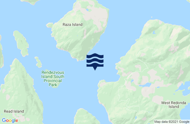 Mapa da tábua de marés em Redonda Bay, Canada