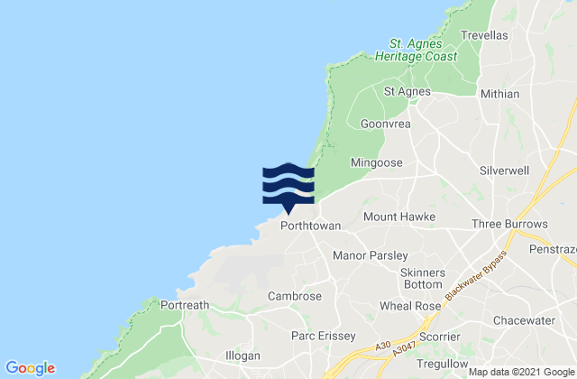 Mapa da tábua de marés em Redruth, United Kingdom