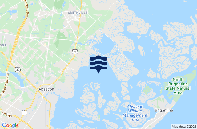 Mapa da tábua de marés em Reeds Bay, United States