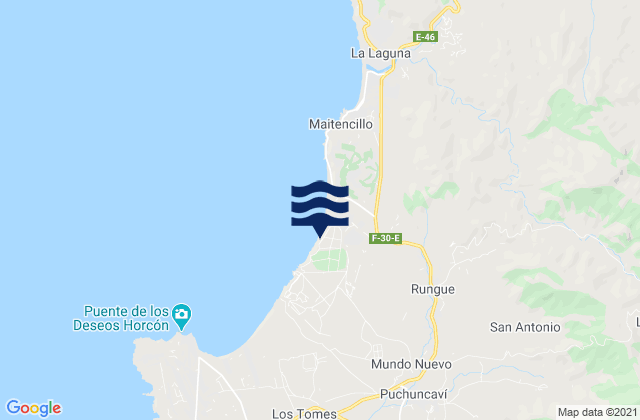 Mapa da tábua de marés em Región de Valparaíso, Chile