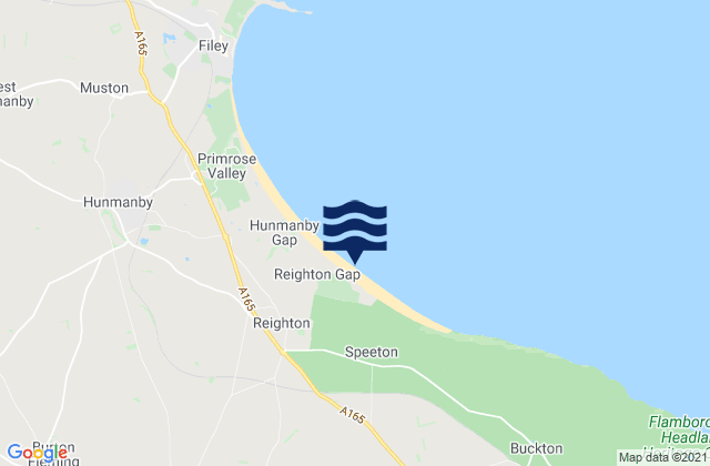 Mapa da tábua de marés em Reighton Sands Beach, United Kingdom