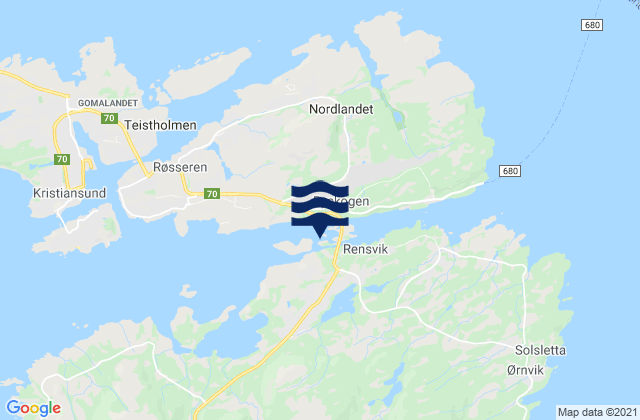 Mapa da tábua de marés em Reinsvik, Norway