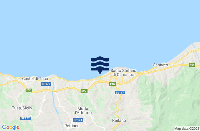 Mapa da tábua de marés em Reitano, Italy