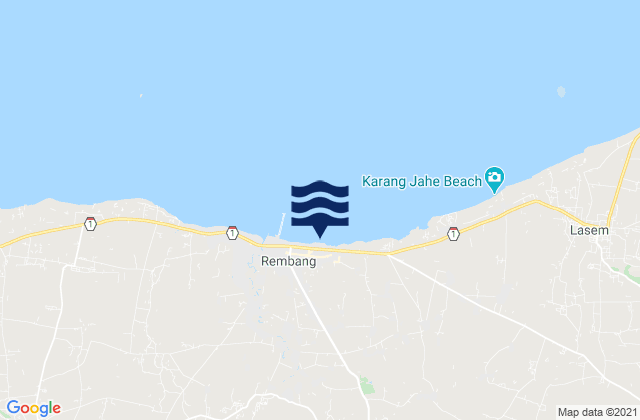 Mapa da tábua de marés em Rembang, Indonesia