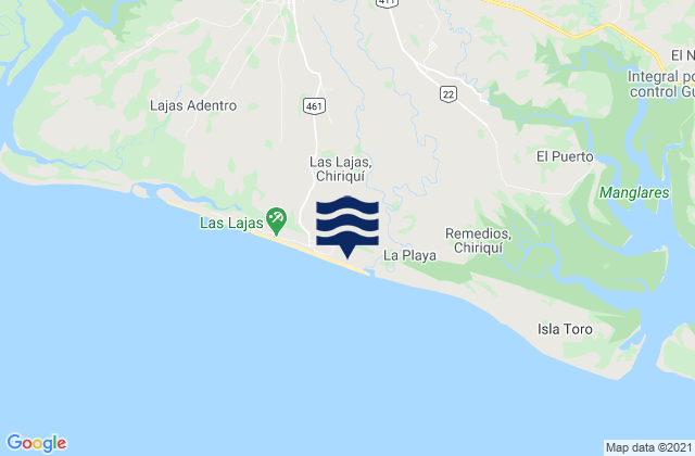 Mapa da tábua de marés em Remedios, Panama