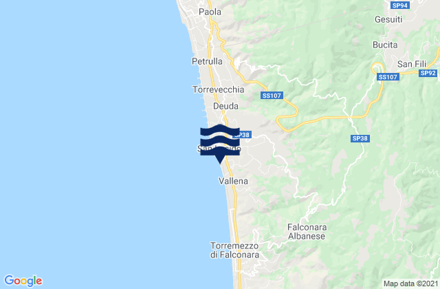 Mapa da tábua de marés em Rende, Italy